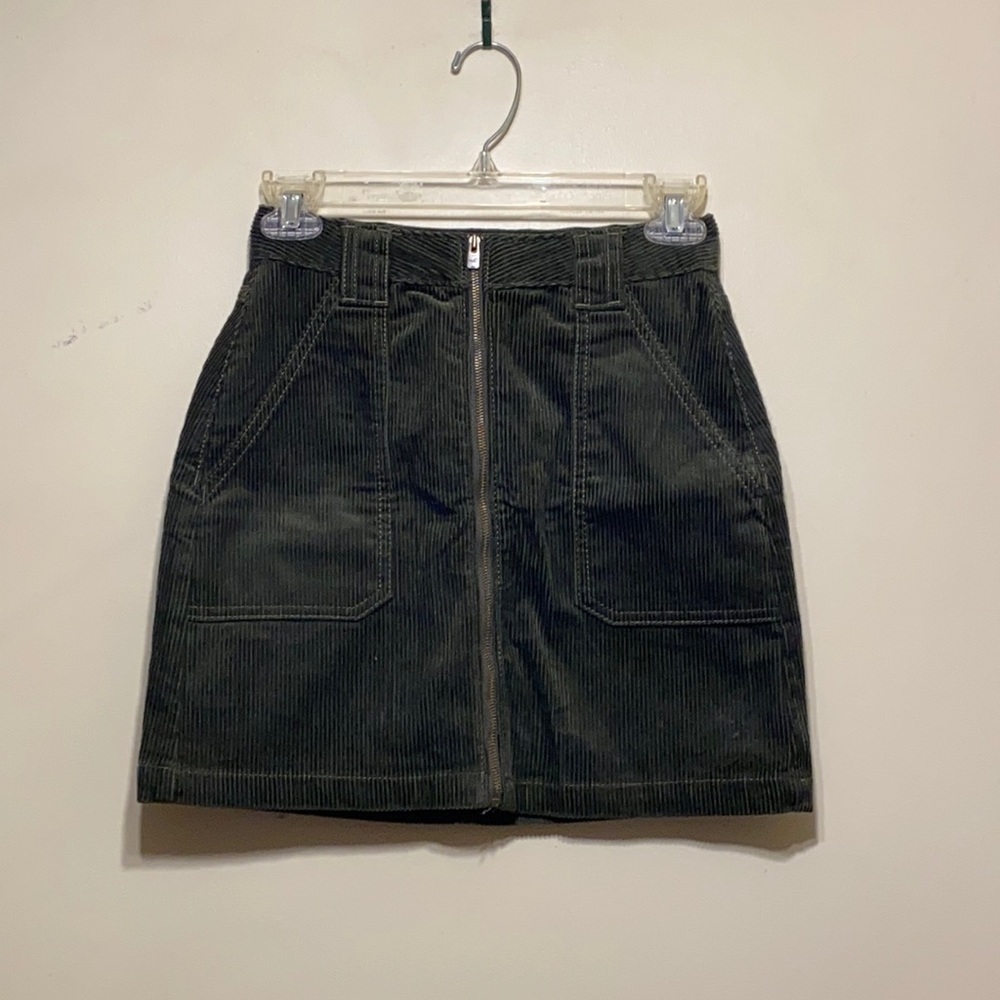 Olive Corduroy Ultra High Rise Skirt